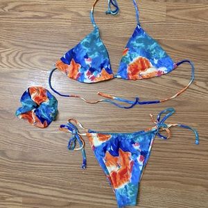 Tie dye 3 piece bikini